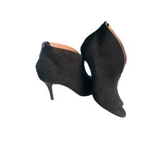 Badura Black openwork peep-toe ankle boots made of suede